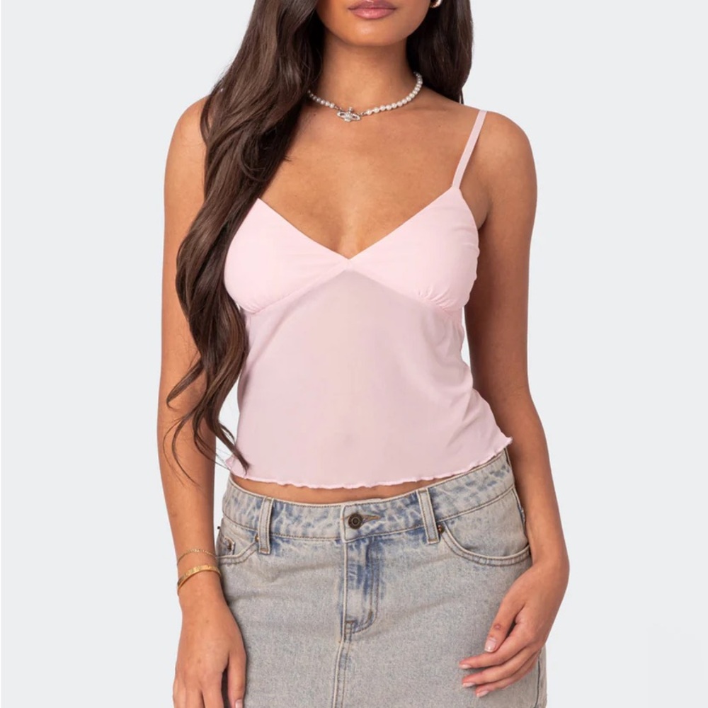 Pink Edikted Mesh Tank Top